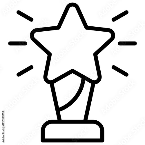Star Trophy Outline Icon Design Vector - Trophy with a star on top, symbolizing victory, recognition, and excellence