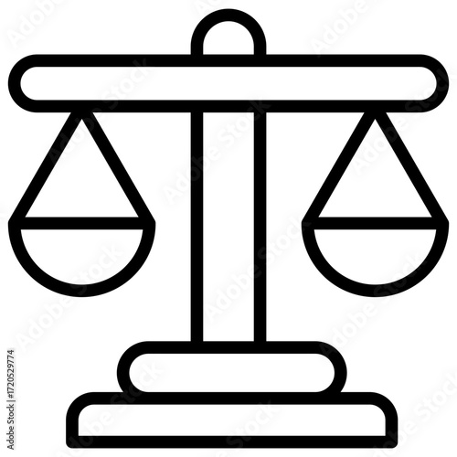 Justice Scale Outline Icon Design Vector - balance scale representing fairness, equality, justice, and legal compliance