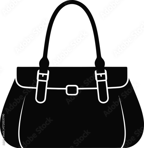 Stylish handbag with a prominent handle and buckle silhouette