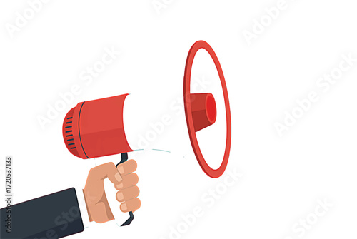 Announcement Business Professional Holding a Megaphone Loudspeaker