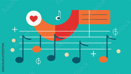 A musical score with personalized notes for each aspect of health highlighting the importance of harmony and balance in following a personalized health plan.. Vector illustration