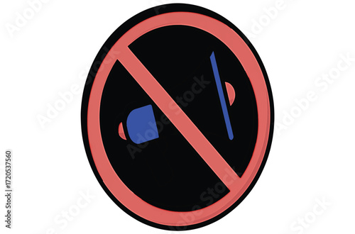 Universal Mute Symbol Clearly Visible Icon Prohibiting Audio, Ideal for Digital Interfaces and Silent Mode Indications