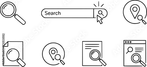 Simple line set of search icons.