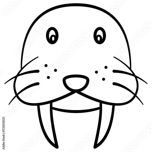walrus face head vector icon