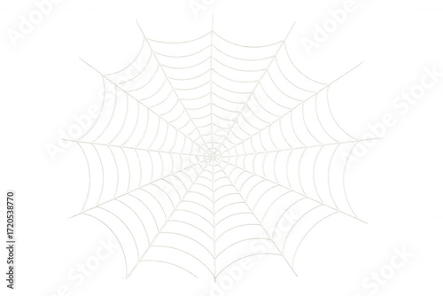 White spider web vector graphic on transparent background creating halloween spooky decoration element