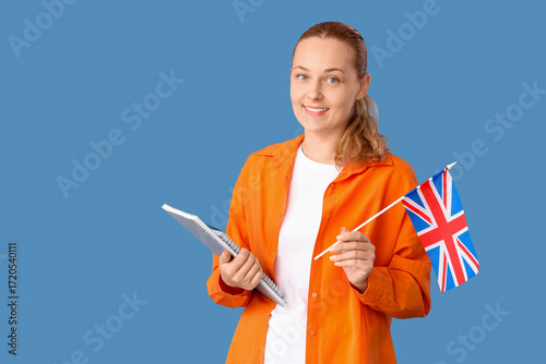 Young woman with UK flag an...