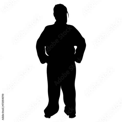Silhouette of a Woman Karate Athlete.