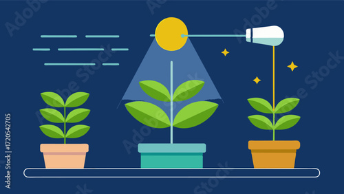 Adjustable Light Intensity A feature that allows users to manually adjust the brightness of lights to provide the optimum level of light for plant growth.. Vector illustration