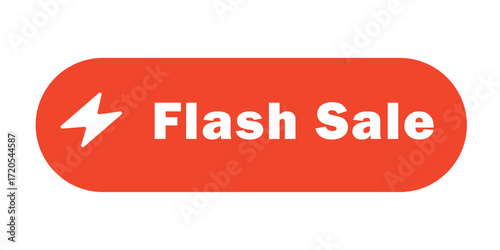 Flash sale button  Vector Image  simple yet eye-catching image of an orange button with a lightning bolt and the words 'Flash Sale'.