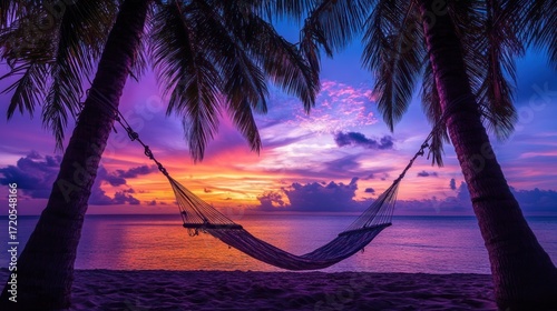 Wallpaper Mural Serene Sunset Hammock Paradise: Tropical Beach Relaxation Torontodigital.ca