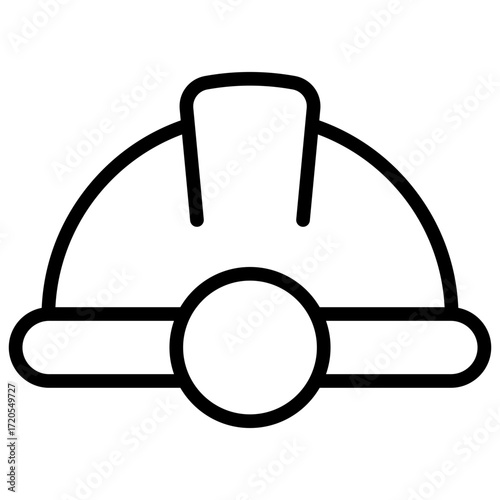 Worker Helmet Outline Icon Design Vector - safety helmet symbol representing worker protection, construction safety, and workplace security