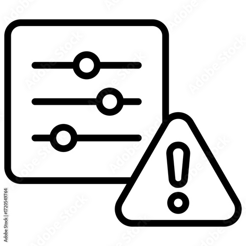 Risk Control Outline Icon Design Vector - settings panel with alert triangle symbolizing risk control, warning management, and secure monitoring