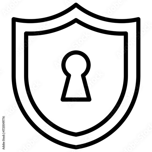 Secure Shield Outline Icon Design Vector - shield with a keyhole symbol representing protection, cybersecurity, and secure access