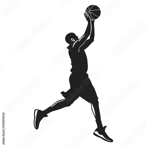 Basketball player jumping shot silhouette