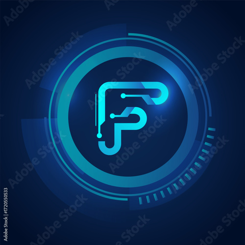 letter initials technology connection logo design
