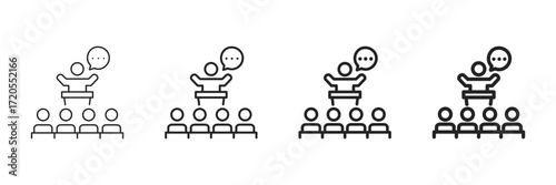 Public Speaking Icon Set Different Line Style Collection 