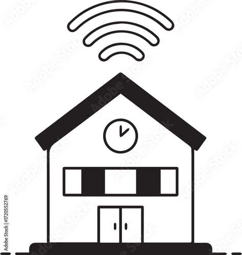 Smart school modern building design for connected learning environments, featuring wifi signal, offering efficient, scalable education solutions for future ready campuses