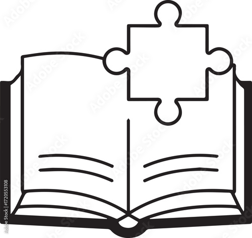 Unlock knowledge and solve puzzles with this educational book icon, perfect for learning, creativity, and problem-solving concepts in a modern design