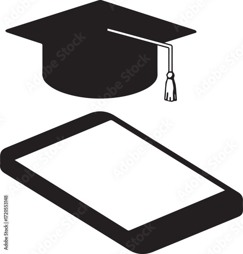 Unlock academic success with mobile learning smart technology a graduation cap perched above a device symbolizing modern education and achievement