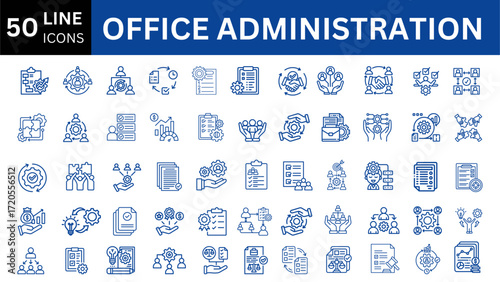 Office Administration editable line icon set.
