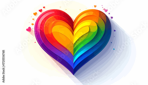 Rainbow heart with vibrant colors, symbolizing love and diversity.