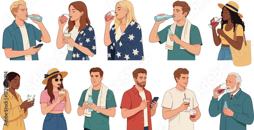 People enjoying refreshing drinks and summer vibes, perfect for lifestyle and leisure concepts