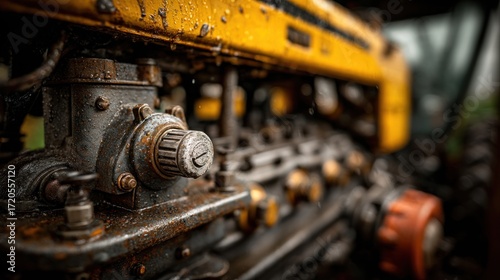 Dilapidated antique machinery reflecting past era and industrial design