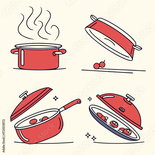 vector illustration of a set of kitchen utensils
