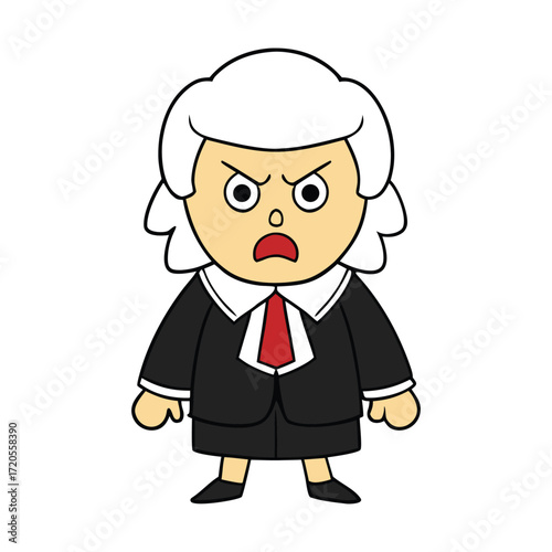 A cartoon angry judge with a furrowed brow, gavel in hand, and robes flowing, expressing frustration in a humorous, exaggerated courtroom scene.
