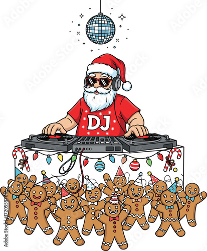 Christmas Gamer Mode Santa with Controller and Neon Glow.