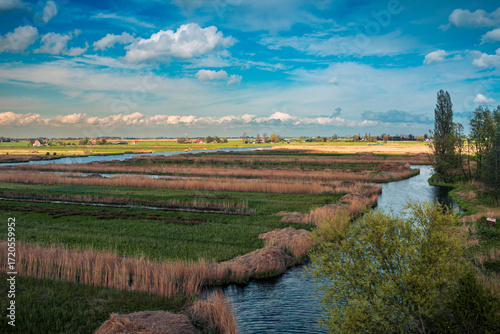 landscape with river and blue sky