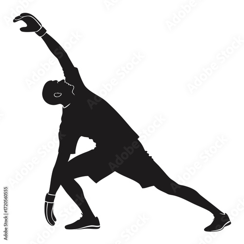 Soccer goalkeeper stretching silhouette