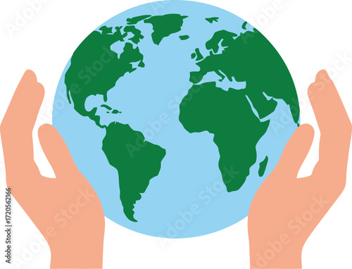 Protecting our planet together, hands gently holding the Earth, illustrating environmental awareness and global sustainability for a better future
