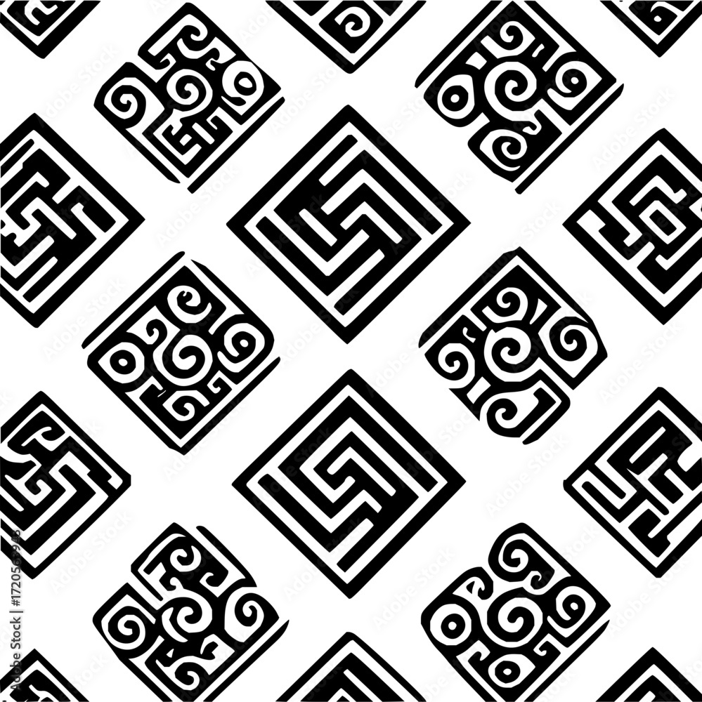 Seamless tribal pattern vector design with ethnic geometric shapes for textile and background usage