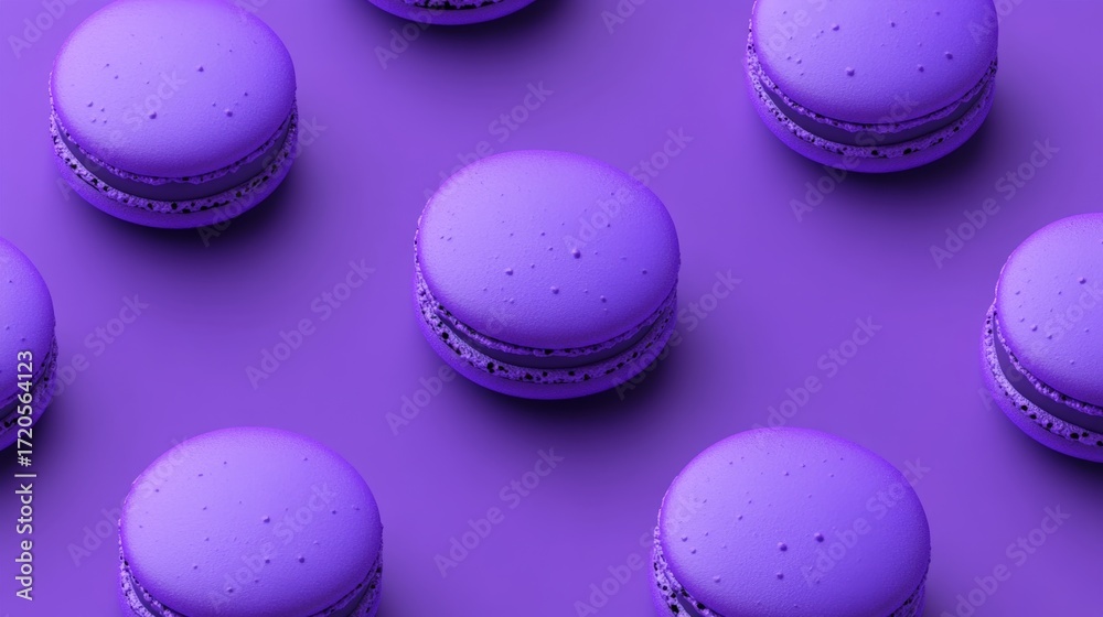 Fototapeta premium Isometric Presentation of Purple Macarons on Vibrant Purple Background