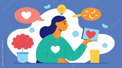 A picture of a person doing art therapy showcasing how creative expression can be used to manage symptoms of mental health conditions and promote brain health.. Vector illustration