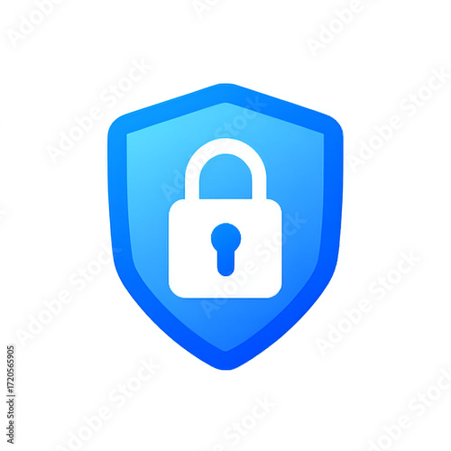 Free Download A blue shield icon with a padlock representing online security and protection. - GFXLoad