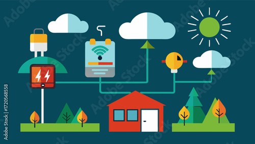 A weather station collects realtime data and sends alerts to farmers for potential weatherrelated hazards such as frost or hail.. Vector illustration