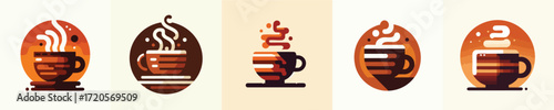 Vector Coffee Cup Icons – Modern Flat Design Hot Drink Illustration