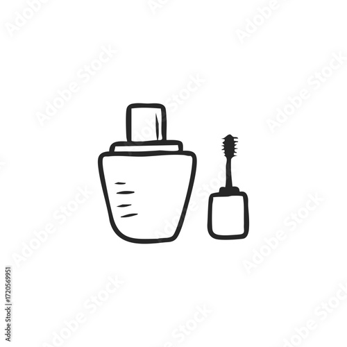 Hand-drawn doodle of mascara and a brush