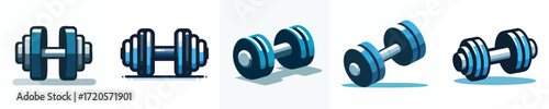 Minimal Dumbbell Vector Set – Fitness and Gym Equipment Illustration