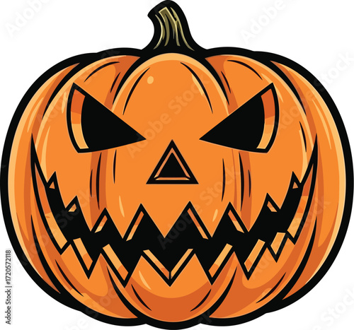 Spooky jack o lantern with a scary face for halloween season