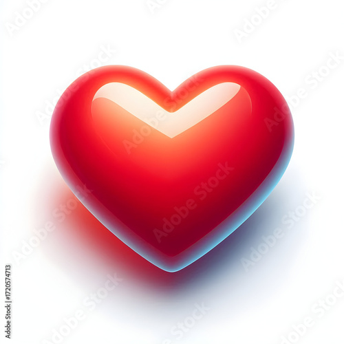 Red Heart Symbol on White Background Romantic Valentine Design