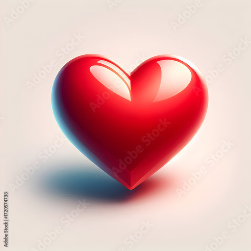Red Heart Symbol on White Background Romantic Valentine Illustration