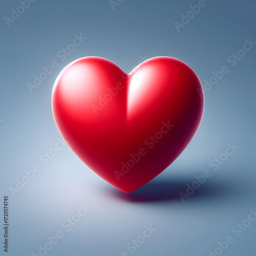 Red Heart on Blue Background Vector Illustration