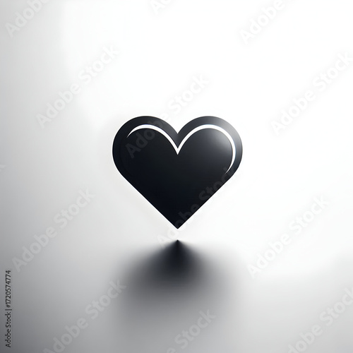 Red 3D Heart Icon on Black Background Symbol of Love and Romance
