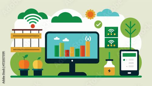 A userfriendly interface that allows farmers to easily monitor and control all aspects of the greenhouse environment in realtime.. Vector illustration