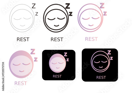 Rest App Icon Design  Various Styles and Color Options for a Sleep App