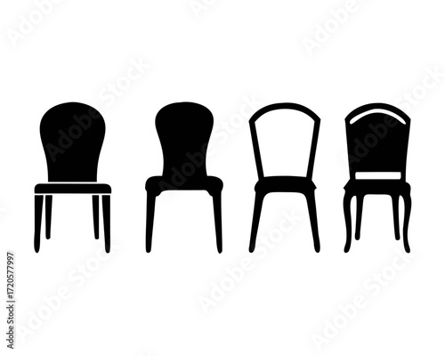 low back chair icon set silhouette vector illustration