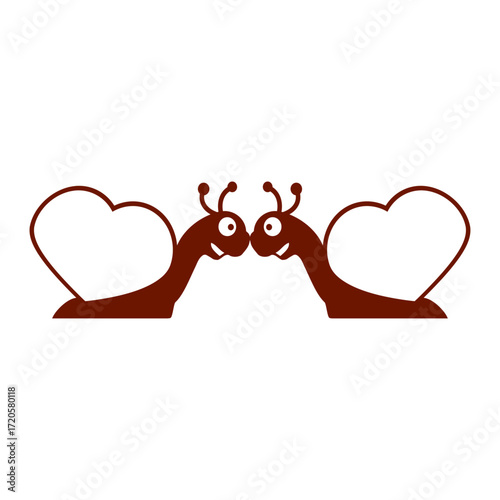 2 snails heart sweet love romantic kissing couple